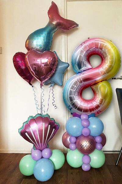 PARTİAVM Mermaid Balloon Set The Little Mermaid Themed Figure Balloon Set 1-9...
