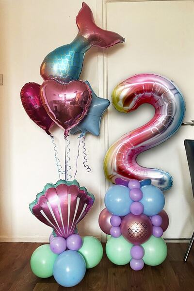 PARTİAVM Mermaid Balloon Set The Little Mermaid Themed Figure Balloon Set 1-9...