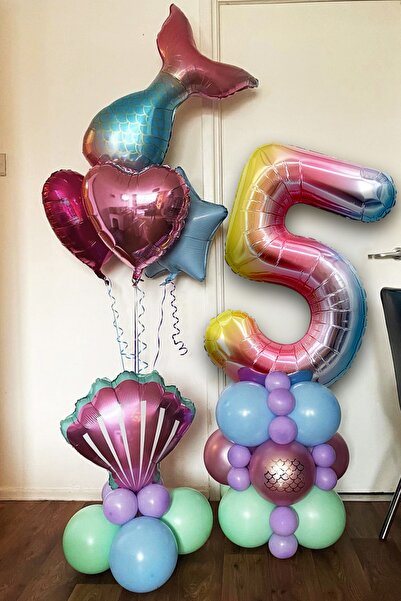 PARTİAVM Mermaid Balloon Set The Little Mermaid Themed Figure Balloon Set 1-9...