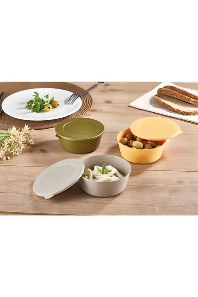 EARABUL Arispa 3'lü Set Pastel Tonlar Serisi Çok Amaçlı Kapaklı Kase Seti / Çerezlik Piknik Set Bpa Free
