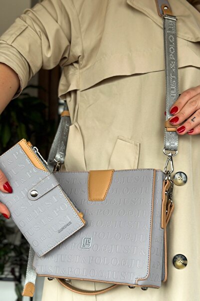 Just Polo حقيبة كتف نسائية متوسطة الحجم موديل رياضي كلاسيكي بحزامين 4059 مجمو...