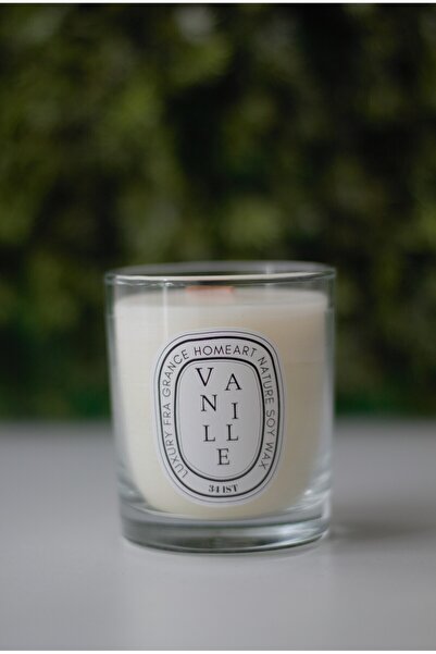 homeartplus Vanilya Kokulu Ahsap Fitil Bardak Mum Soya Wax