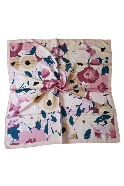 QUM İPEK وشاح قطني منقوش بالزهور - مسحوق