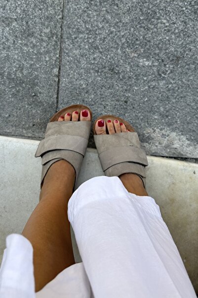 Uniqueqoop Kiev Genuine Leather Cork Sole Orthopedic Slippers