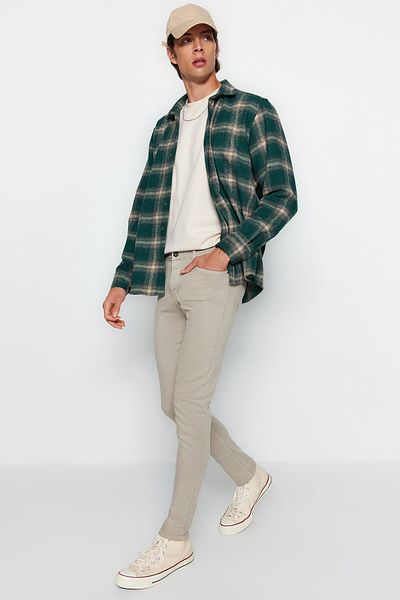 Trendyol Collection Бежови тесни дънки от еластична материя, тесни дънки Tmnaw23Je00047