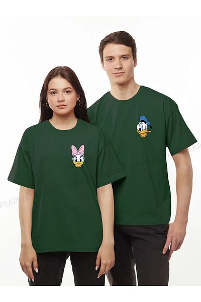 Pear Wear Μπλουζάκι για ζευγάρια με στάμπα Daffy Daisy Duck Oversize Lover T-shirt