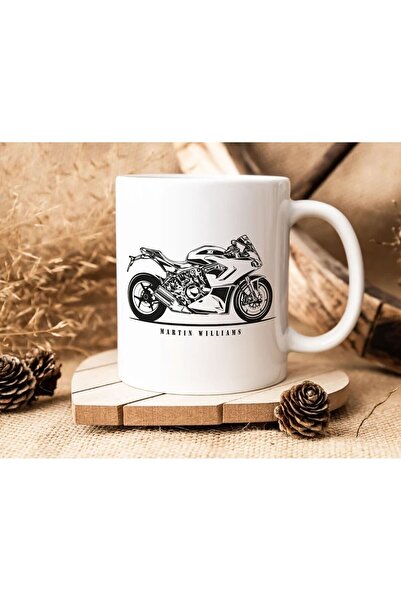 Bk Gift Kişiye Özel Motorcu Temalı Beyaz Kupa Bardak-12, Arkadaşa Hediye, Sev...