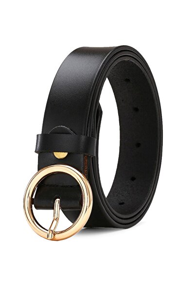 Frank Martin حزام نسائي أصلي بإبزيم معدني ذهبي اللون بإبزيم دائري 95-001