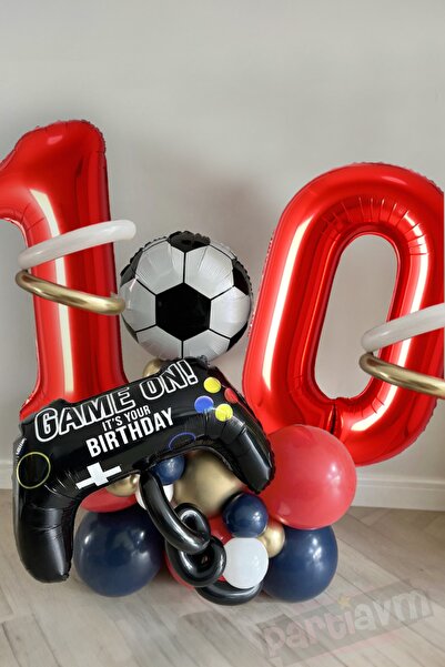 PARTİAVM Futbol Temalı Balon Seti Soccer Konsept Futbol Topu Rakam Balon Seçe...