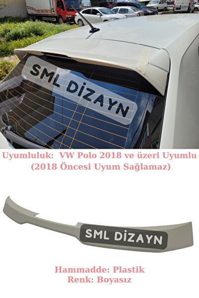 SML Dizayn Volkswagen Polo 2018+ R Line Spoiler Plastik BOYASIZ Polo MK6 Baga...