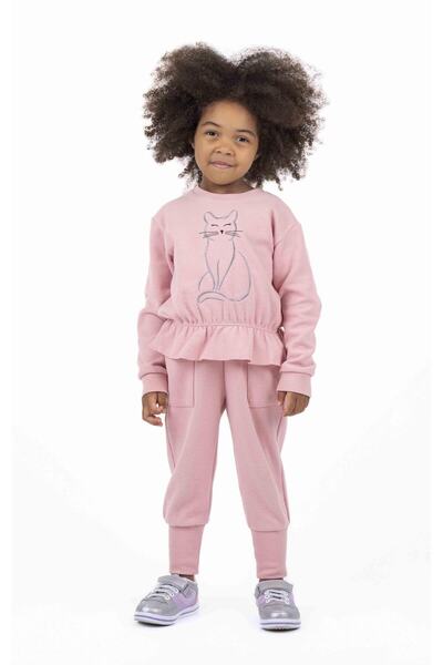 best kids Kız Çocuk Pudra Büzgülü Sweatshirt