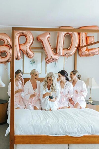 Huzur Party Store Bride Yazılı 85 Cm Folyo Balon Konsepti Rose Gold Renkli Be...