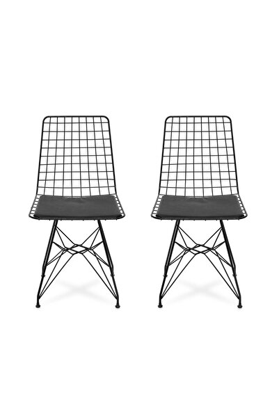 Akın Lux Akın Lüx 2'li Tel Sandalye - Siyah