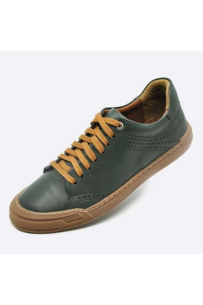 Fosco Genuine Leather Sneakers Men's Shoes Green 9867