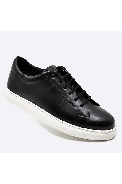 Fosco Genuine Leather Sports Sneaker Men's Shoes Black 9809