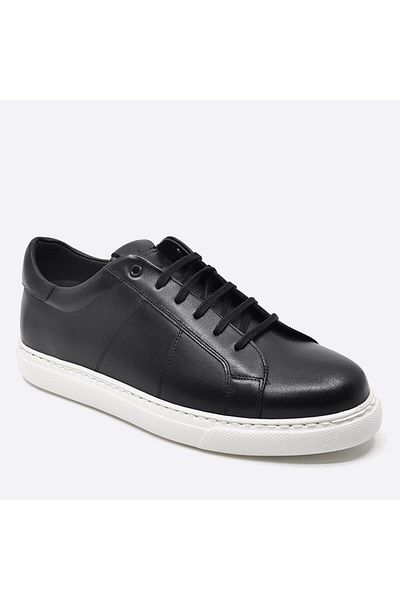 Fosco Genuine Leather Sports Sneaker Men's Shoes Black 9809