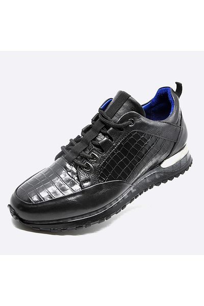 Fosco Sneakers Genuine Leather Black Men's Shoes 9918