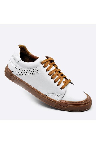 Fosco Genuine Leather Sneakers Men's Shoes White 9867