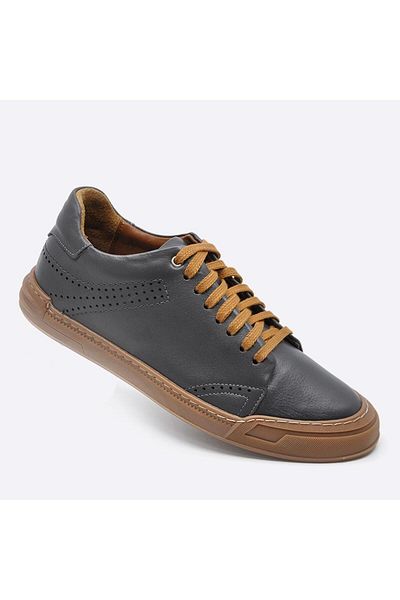 Fosco Genuine Leather Sneakers Men's Shoes Gray 9867