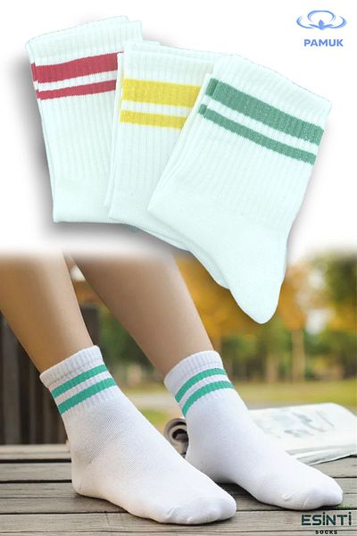 Esinti Men's Socks Women's Socks Long Sports Socks Patterned Socket Socks Colorful Socks 3 Pieces