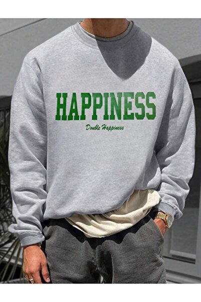 My Blog Hanorac cu imprimeu Gri Happines