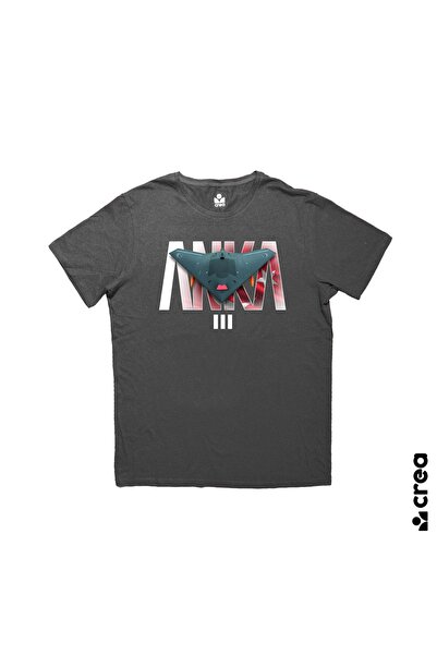 Crea Eymer Wear Anka 3 Mius Štampano okrugla kragna 100% Pamuk T-shirt antracit