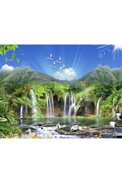 umut gergi tavan Dağ,Şelale Manzaralı Duvar Kağıdı Tek Parça
