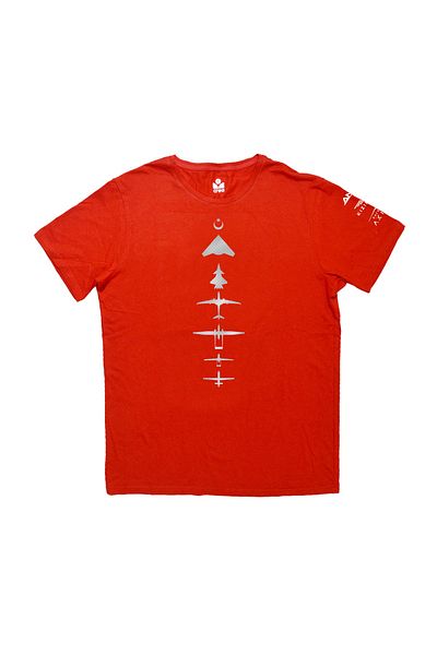 Crea Eymer Wear Phoenix - Redbud - Flocking Printed Crew Neck 100% Cotton T-Shirt Red