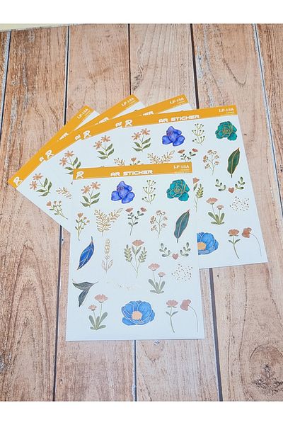 AR Sticker - Set de autocolante pentru laptop, notebook, telefon, tabletă, cu tematică florală și frunze