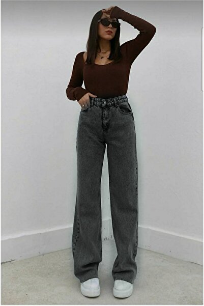 DRC trend Peri ženske dimljene palazzo farmerke antracit Sa likrom farmerke s...