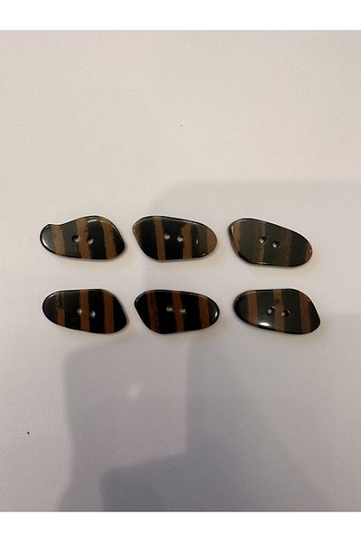 aensia Black with Brown Stripes Zebra Model Button Laser Cut Asymmetric Button 44 Sizes - Pack of 6