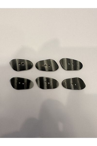 aensia Gray Striped Zebra Model Button on Black Laser Cut Asymmetric Button 44 Sizes - Pack of 6