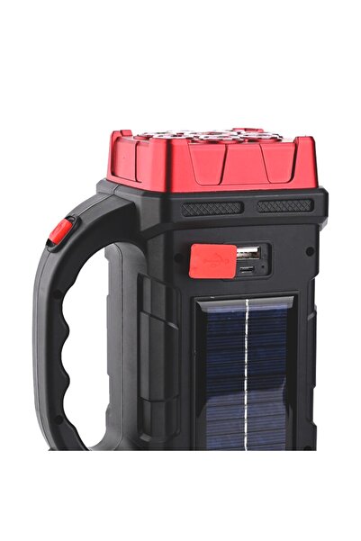 nelerbulurum 38 Watt Solarlı Ve Şarj Edilebilir 2 Işık Butonlu 4 Farklı Işıklandırmalı Kamp Lambası Işıldak Fener