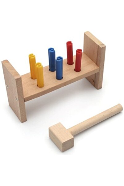 Muzipo Kids Ahşap Çekiç Bloğu Eğitici Oyuncak Çak Çak Çekiç Oyunu Plastik Dişli