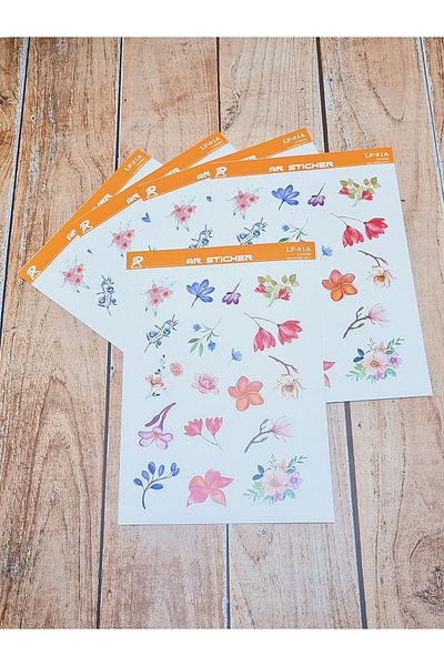 AR Sticker - Set de autocolante pentru laptop, notebook, telefon, tabletă, cu tematică florală și frunze