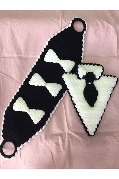 BONBON مجموعة مناشف المهر المحبوكة يدويًا، مجموعة العريس المصنوعة يدويًا