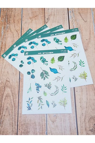 AR Sticker - Set de autocolante pentru laptop, notebook, telefon, tabletă, cu tematică florală și frunze