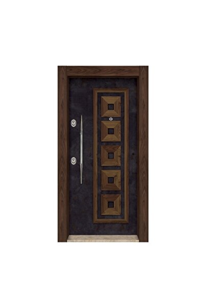 tezwood Ahşap Kaplama Kabartma Model Çelik Kapı Bina Giriş Kapısı