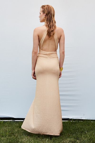 HOUSE OF SİS Μάξι φούστα Gilda Gold