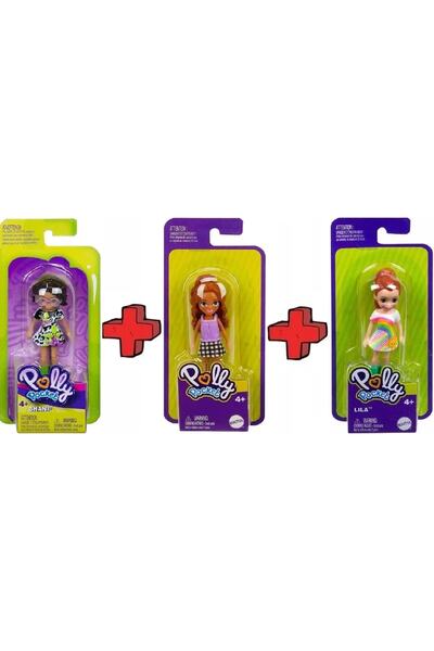 Polly Pocket 3'lü Set Polly Pocket Lila Shani Gökkuşağı Mor Çiçek Elbiseli Si...
