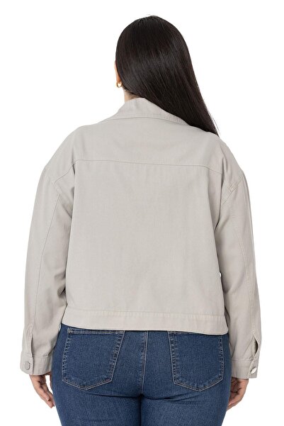 DISENTIS MODEST Μπουφάν με διπλή τσέπη, κοντό πέτρινο τζάκετ Gabardine