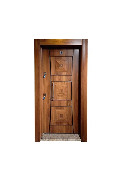 tezwood Tez3451 Ahşap Kaplama Kabartma Model Çelik Kapı Daire Giriş Kapısı