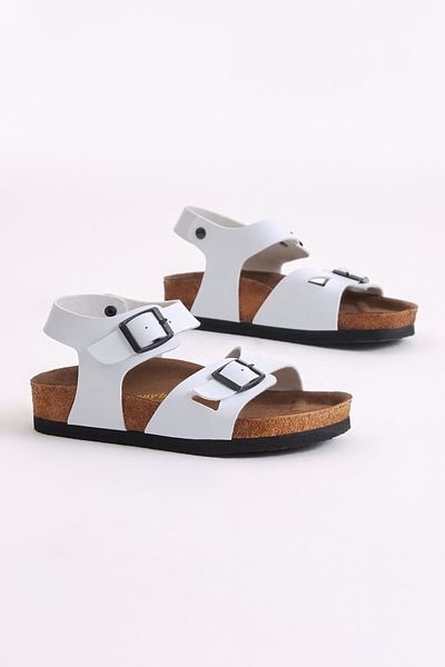 Tonny Black Children's Unisex White Comfortable Poly Sole Double Buckle Sandals