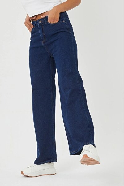 DRC trend Camely Dark Navy Blue Extra High Power Lycra Loose Jeans Palazzo Πα...