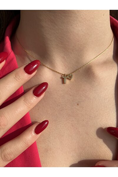 Picmic Design Studio Kadın Altın Kaplama T Harfi Minimal Kalp Detaylı Zirkon ...