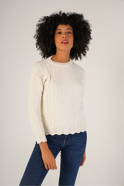 Trist Star Bone Women's Hair Running Crew Neck Wool Sweater