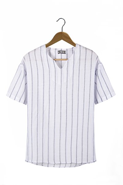 Terapi Men Cămașă albă pentru bărbați, cu decolteu în V, supradimensionată, c...