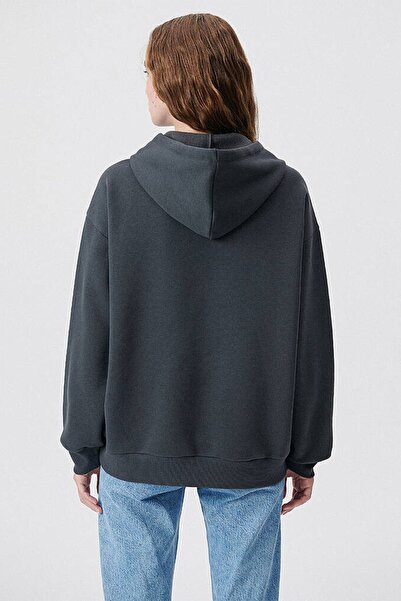 Mavi Women's Blue Logo Printed Hooded Gray Sweatshirt1600361-80106