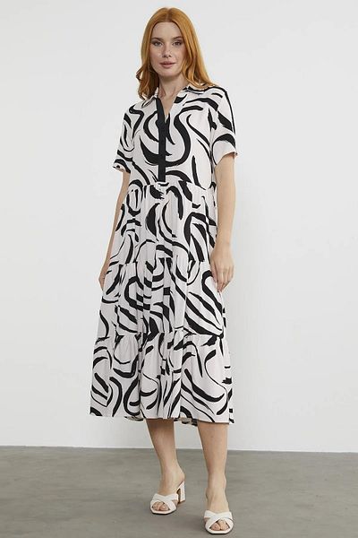 Sementa 77441 Patterned Half Sleeve Shirt Dress