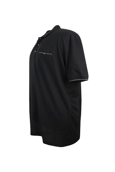 marufshop Μπλουζάκι με γιακά πόλο μεγάλου μεγέθους με τσέπη Pique μαύρο